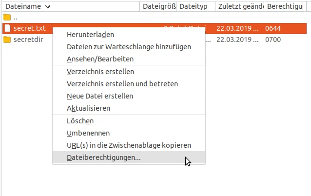 Dateien sperren über FTP in FileZilla